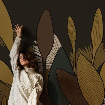 Papel pintado panorámico végétal, marrón 255 x 250cm