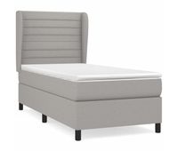 cama box spring con colchon tela gris claro 90x200 cm rayas horizontales