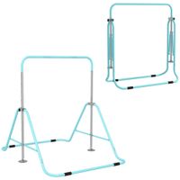 homcom barra de gimnasia artistica plegable altura ajustable equipo de gimnasia para entrenamiento en casa azul celeste