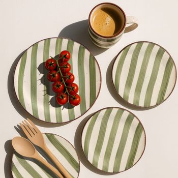 Plato para ensaladas y pastas 21 cm (juego de 6) loza verde