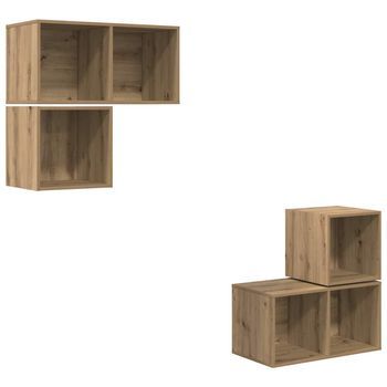 Conjunto De Mueble De Tv 4 Piezas Roble Artisan 37 X 37 X 72 Cm