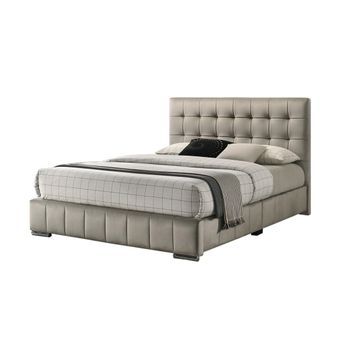 Cama De Matrimonio Pasty 135cm Beige Con Colchon Viscoelastico De 23 Cm