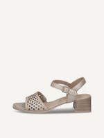 caprice heeled sandal grey made of leather with trapeze heel size 38
