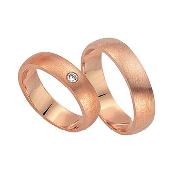 Alianzas 8 quilates oro rosa con diamante