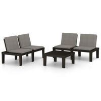set de muebles de jardin 3 piezas con cojines plastico gris vidaxl