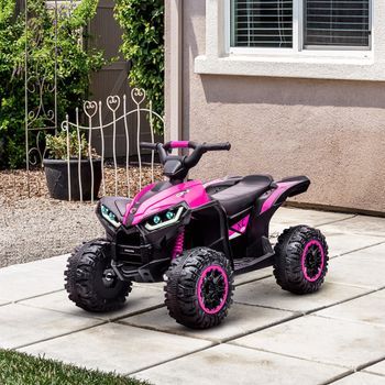 Quad Eléctrico Para Niños De 3-5 Años 12v Con 2 Motores Rosa Homcom