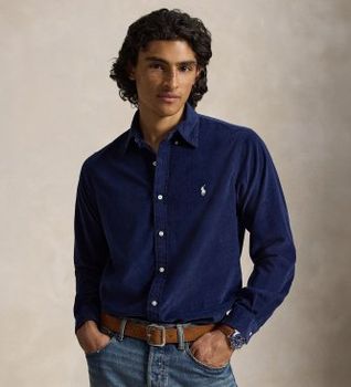 Polo Ralph Lauren para hombre. 710853123506 Camisa de pana Custom Fit marino (S), Casual, Algodón, Clásico, Manga larga