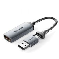 conversor hdmi vention acwha 4k60hz hdmi hembra a usb-cusb-a 480mbps 10cm gris