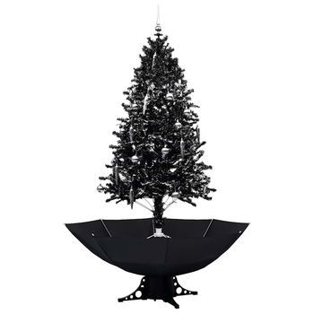 Árbol De Navidad Con Nieve Y Base De Paraguas Pvc Negro 190 Cm Vidaxl
