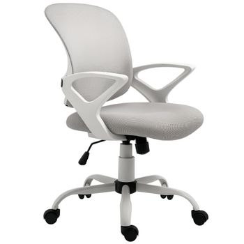 Silla de Escritorio Basculante Silla Ergonómica Silla de Oficina Gris y Blanco 61x61x89-99 cm Espuma, Nylon, PP, Metal, Malla Vinsetto   Aosom España