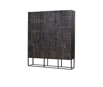 Vitrina de madera mango y metal nogal oscuro marrón 135x40x120 cm - giner y colomer