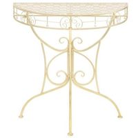 mesa de centromesa auxiliarmesita de centro vintage metal semicircular 72x36x74 cm dorado