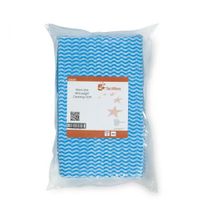 5 star facilities cleaning cloths anti-microbial 40gsm w500xl300mm wavy line blue pack 50