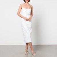 rotate birger christensen ruched bust cotton-poplin midi dress - dk 38uk 10