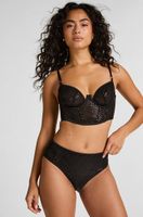 hunkemoller brasilena de pernera alta y talle alto elle negro