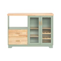 aparador cocina para microonda con 2 puertas madera verde