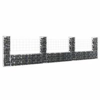 cesta de gaviones  gavion para piedras  gavion decorativo forma de u 4 postes de hierro 380x20x100 cm cfw134028