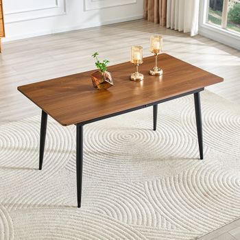 Mesa De Comedor - Mueble De Cocina Y Comedor - Mdf Y Metal - Nogal (190.5x80x76.2cm)