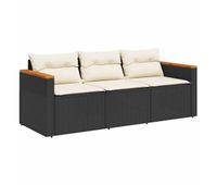 vidaxl sofa de jardin de 3 plazas con cojines ratan sintetico negro
