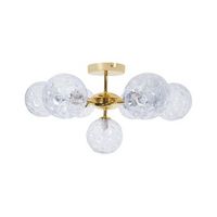 lampara de techo moderna vidrio 7 luces metalica redonda colgante azul y oro anadyr