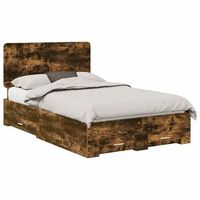 estructura de cama con cajon roble ahumado 120 x 190 cm vidaxl