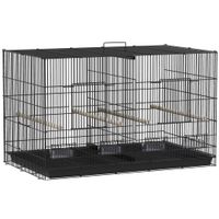 pawhut jaula para pajaros con divisor 4 comederos 4 perchas bandeja extraible para loros canarios periquitos 94x57x57 cm negro