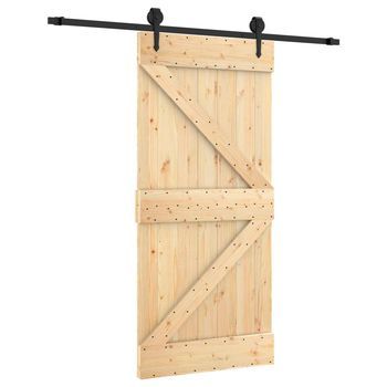 Puerta Corredera Natural Y Negro 95 X 210 Cm Vidaxl