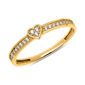 8 quilates anillo de oro con corazón y circonitas