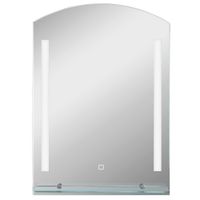 kleankin espejo de bano con luces led 70x50 cm interruptor tactil iluminacion regulable y estante de vidrio plata