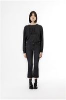 vaqueros cropped de denim flare con perlas en los bolsillos anthracite 33