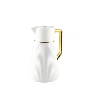 Cafetera blanca con asa dorada 1l