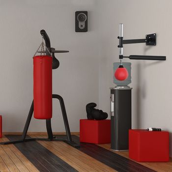 Bola De Velocidad De Boxeo Homcom Pu Acero, 79x72x20 Cm, Negro Y Rojo