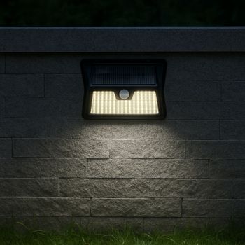 LED ATOMANT Aplique Solar LED 5W con Detector de Movimiento y Crepuscular, Iluminación Exterior, Resistente al Clima, Fácil Instalación