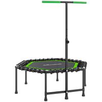 sportnow trampolin de fitness 114x114x132 cm con mango ajustable de 3 niveles y marco de acero verde y negro