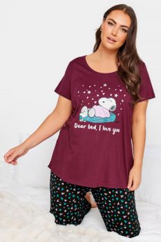 Yours Pijama Algodón Granate De Snoopy