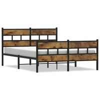 cama de matrimonio  cama de adulto  estructura de cama sin colchon metal roble ahumado 135x190 cm