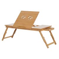 homcom mesa de ordenador portatil de bambu 1 cajon