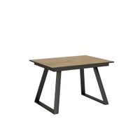 mesa extensible 90x120180 cm efecto madera roble natural hierro