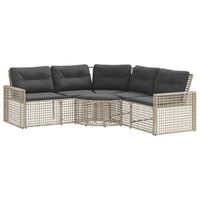 sofa de jardin forma l cojines y taburete ratan pe gris claro vidaxl