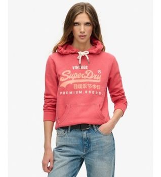Superdry para mujer. W2012196A Sudadera con capucha Puff Print VL Graphic rojo (XS), Casual, Algodón