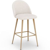 taburete tapizado en tela boucle - diseno escandinavo - evelyne blanco