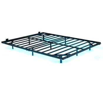Costway Estructura de Cama Flotante con Luces LED Cama Plataforma Moderna de Metal con Tope Antideslizante para Colchón Base de Láminas Somier Negro