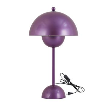 Lámpara de mesa tipo seta nórdica de metal, e27, 45 cm, morado