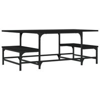 mesa de centro de diseno industrial de dos alturas 100 x 505 x 40 cm de madera de ingenieria y metal negro dec039537