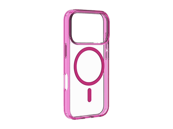 Funda móvil - CellularLine ICONIC MAG, Para iPhone 17 Pro, Ultrarresistente, MagSafe, Rosa y Transparente