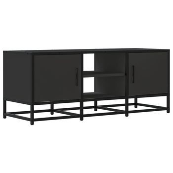Mueble De Tv Madera De Ingeniería Y Metal Negro 100x35x41 Cm Vidaxl