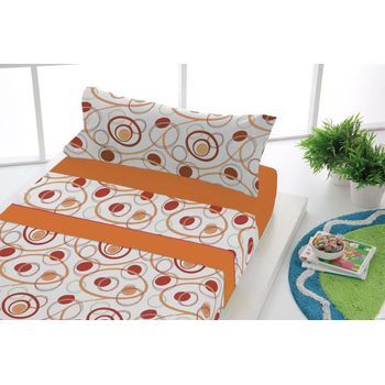 Juego Sábanas Franela Dance (disponible En Varios Tamaños Y Colores) - Cama 200 - 4 Piezas - Naranja