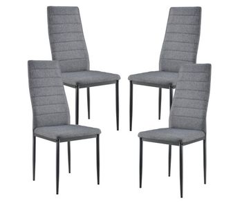 Set de 4x sillas de comedor lidköping tapizadas de tela y acero - 96 x 43 x 52 cm gris [en.casa]