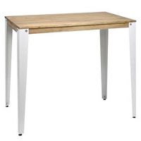mesa lunds alta 60x120x110cm blanca en madera maciza de pino acabado vintage estilo industrial box furniture