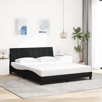 Cama Matrimonial | Cama Para Adultos | Cama Sin Colchón Tela Negro 160x200 Cm Cfw532911